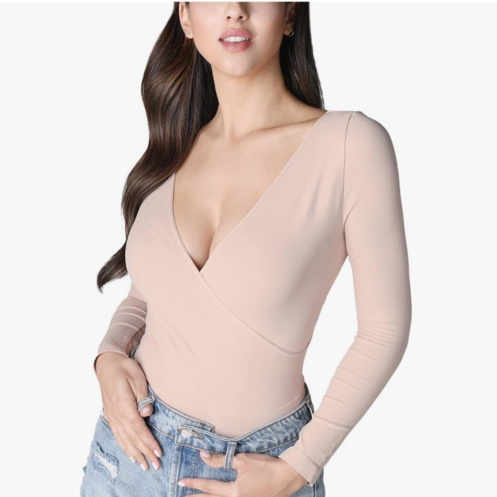 Nikibiki Seamless Nude Crossover Wrap Bodysuit; Super Soft & Stretchy;Women’s OS